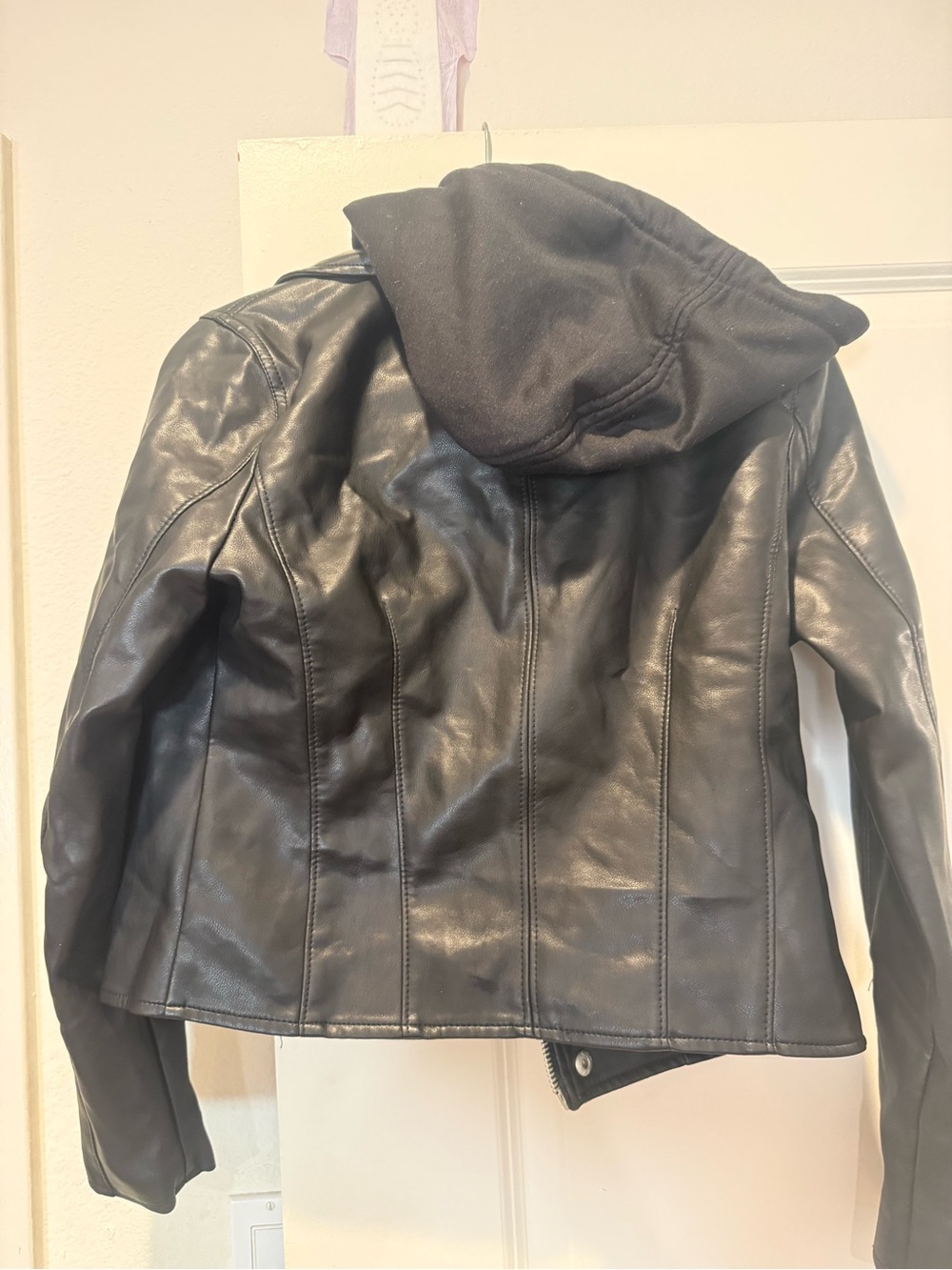 Blank NYC Black Faux Leather Hooded Jacket